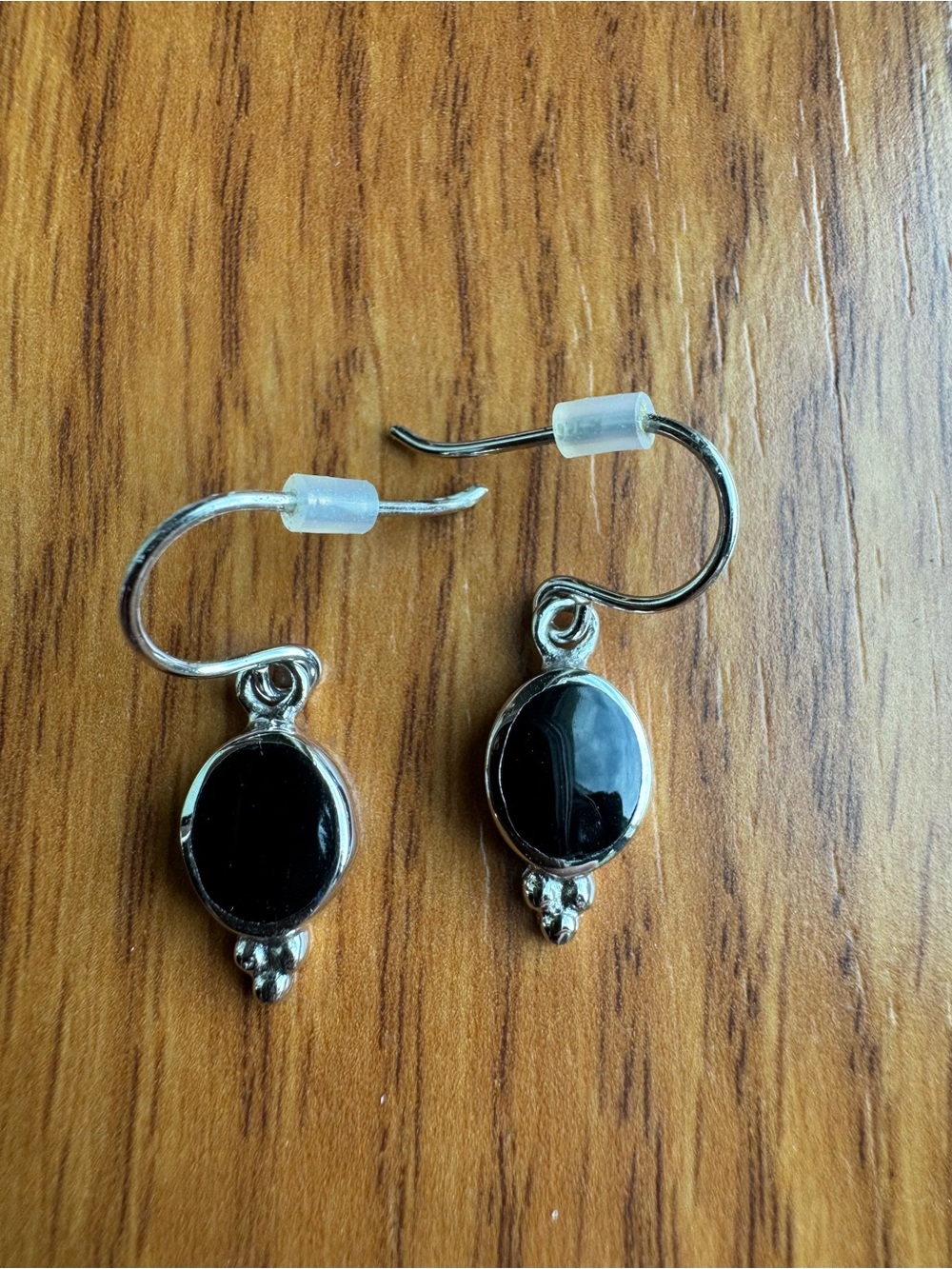 Sterling Silver Black Enamel Drop Earrings